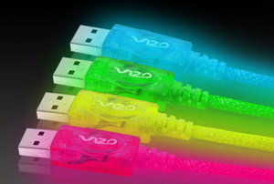 Кабель  Vizo USB 2 0 LED UV   желтый с подсветкой  длина 2 м   A B