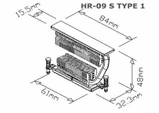 Кулер для мосфета Thermalright HR 09 S type 1 Mosfet Cooler  наклонный