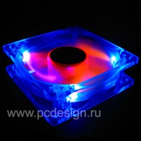Флуоресцентный вентилятор Revoltec синий с оранжевыми лопастями и подсветкой