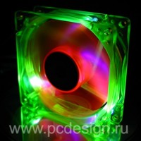 Флуоресцентный вентилятор Revoltec 80 мм зелено оранжевый с УФ светодиодами