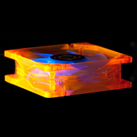 Флуоресцентный вентилятор Revoltec оранжевый с синими лопастями и подсветкой