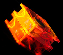 Флуоресцентный вентилятор 80 мм оранжевый с УФ светодиодами