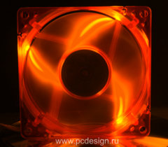 Флуоресцентный вентилятор 80 мм оранжевый с УФ светодиодами