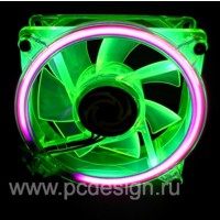 Флуоресцентный зеленый вентилятор  120 мм с ультрафиолетовым кольцом