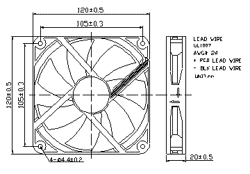 Вентилятор 120 х 120 х 20 мм Yate Loon D12SL-12C черный 78107