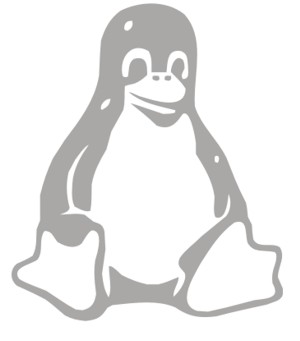 Наклейка гравировочная на окно   Linux оидный пингвин   цвет серебристый металик