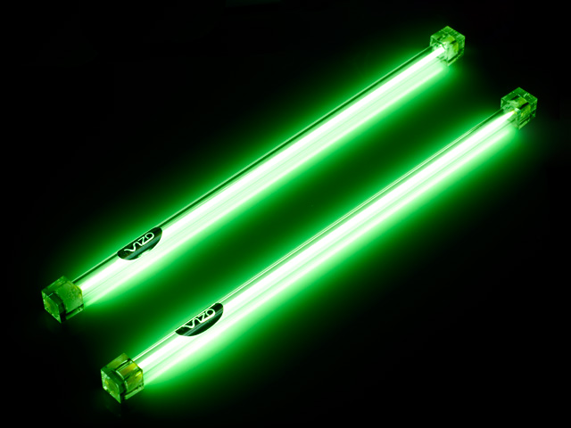 Неоновые лампы зеленые для компьютера 30 см 2 штуки с инвертором Vizo