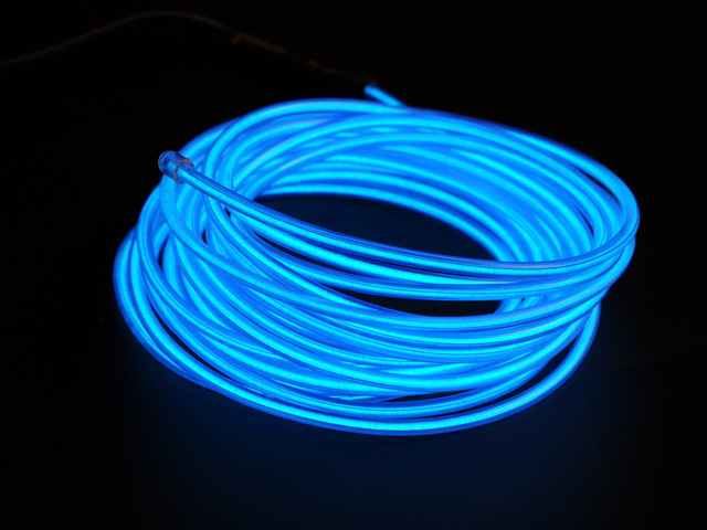 Неоновый шнур синий 2 3мм 3 метра со штекером без инвертора