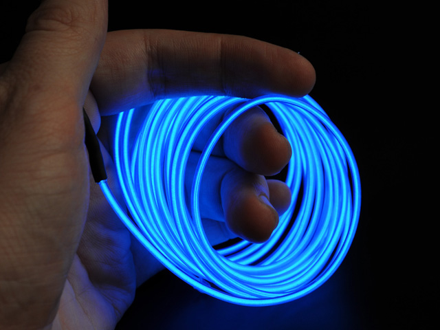Неоновый шнур синий 2 3мм 3 метра со штекером без инвертора