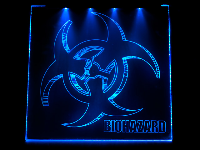 Окно для корпуса с гравировкой и подсветкой Biohazard синий BZ 20 blue 280x280