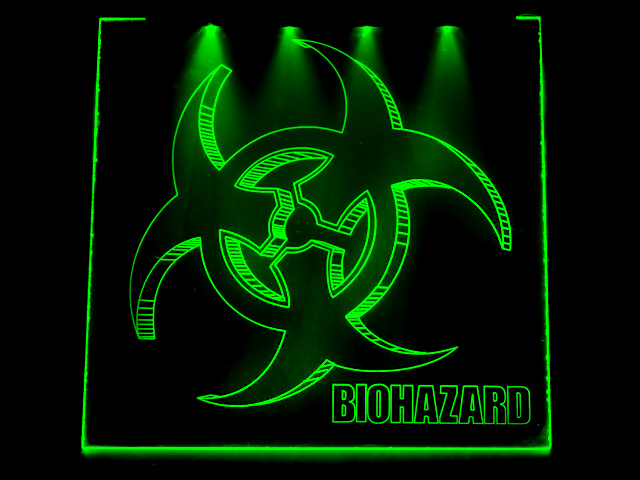 Окно для корпуса с гравировкой и подсветкой Biohazard зелен  BZ 20 green 280x280