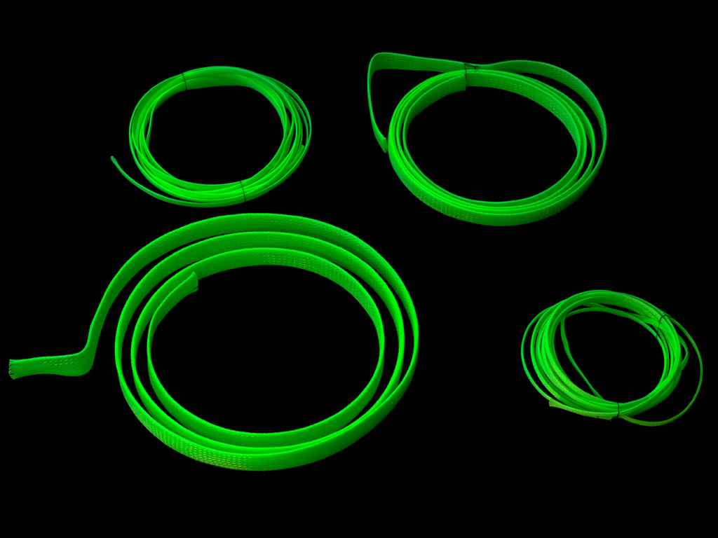 Гибкая оплетка для проводов и кабелей компьютера УФ зеленая кислотная .