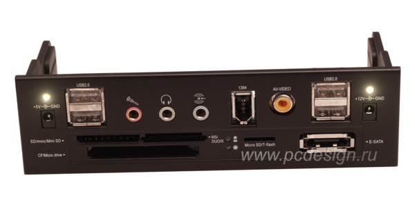 Панель Master 5250  для 5 25   отсека  с картридером  E SATA  USB  1394 и т д 