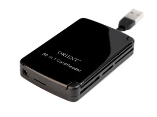 USB Кардридер ORIENT BA 200 с USB хабом на 2 порта и с контейнером для карт