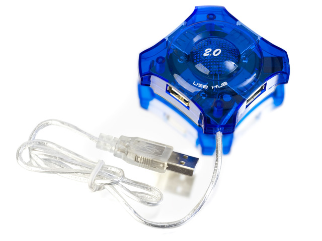 Концентратор ORIENT 004 на 4 USB порта  синий  прозрачный